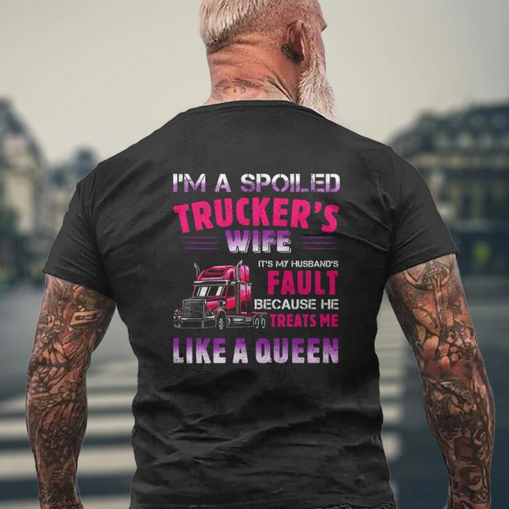 Valentine Trucker I'm A Spoiled Trucker's Wife Mens Back Print T-shirt Gifts for Old Men