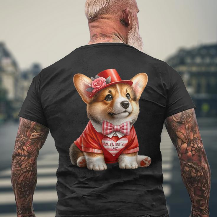 Valentines Day Corgi Heart Couples Love Corgi Dog Lovers Men's T-shirt Back Print Gifts for Old Men
