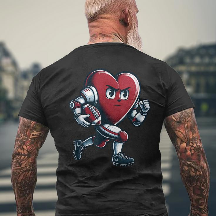 Valentine's Day Heart Football Player Team Sports Men's T-shirt Back Print Gifts for Old Men