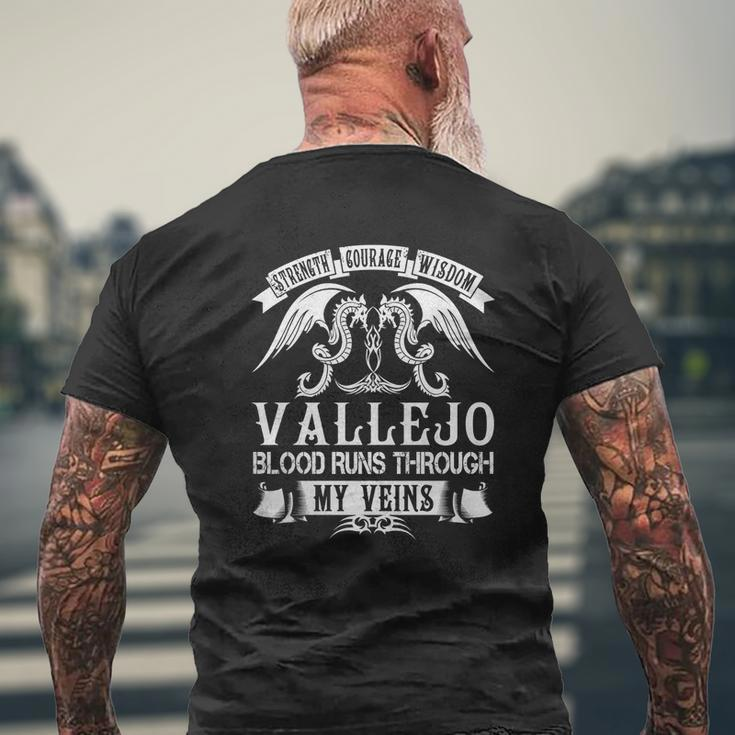 Vallejo Shirts Strength Courage Wisdom Vallejo Blood Runs Through My Veins Name Shirts Mens Back Print T-shirt Gifts for Old Men