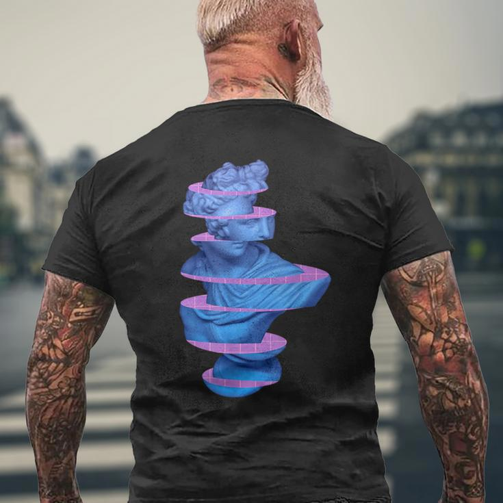 Vaporwave Marble Roman Greek 3D Sliced Statue Men's T-shirt Back Print Gifts for Old Men