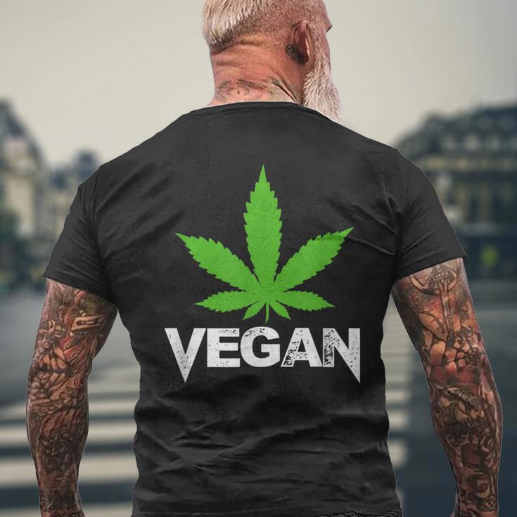 Vegan Marijuana Cannabis Weed Smoker Vegetarian Men's T-shirt Back Print Gifts for Old Men