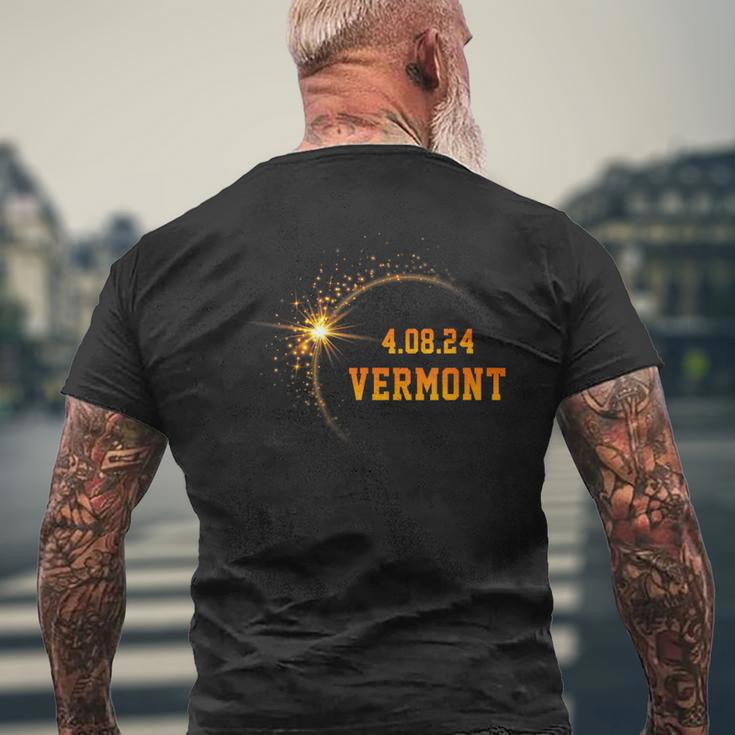 Vermont Of Usa Total Solar Eclipse April 8Th 2024 Men's T-shirt Back Print Gifts for Old Men
