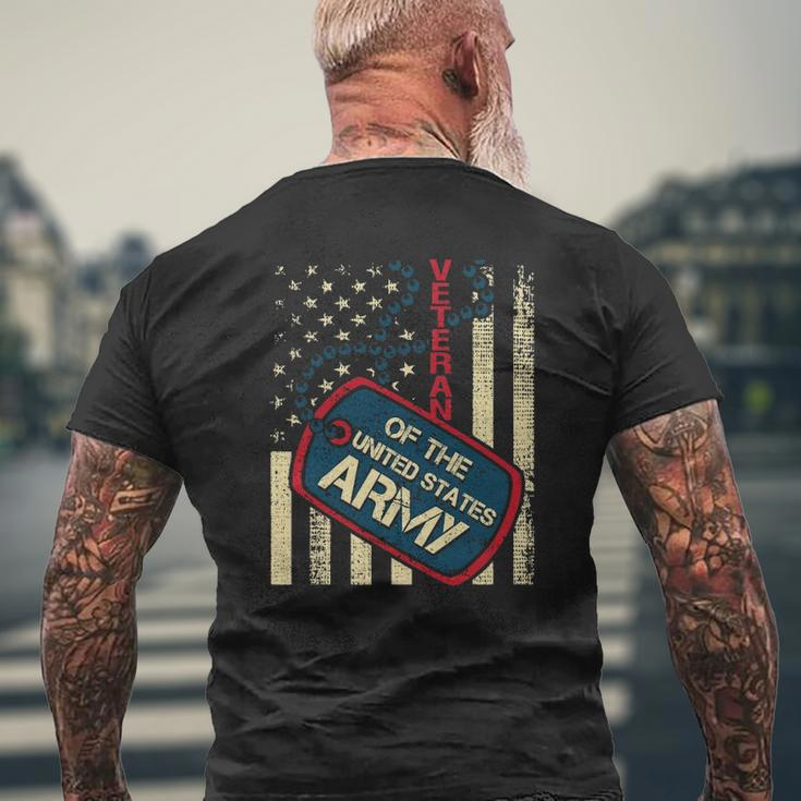 Veteran Of The United States Army Patriotic American Flag Mens Back Print T-shirt Gifts for Old Men