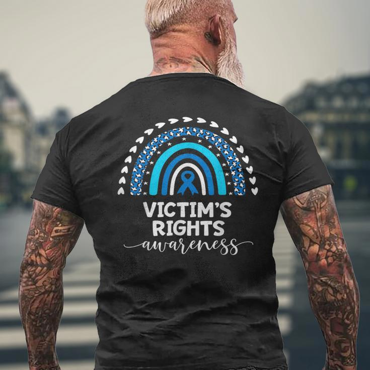 Victims Rights Awareness Victim Of Crime Blue Ribbon Rainbow Men's T-shirt Back Print Gifts for Old Men