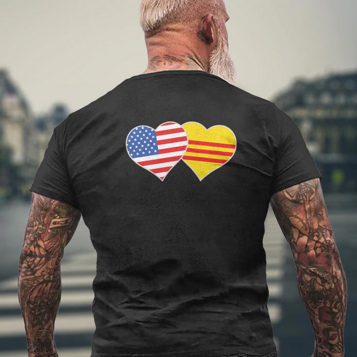 Vietnamese American Flag Usa South Vietnam Flag Heart Mens Back Print T-shirt Gifts for Old Men