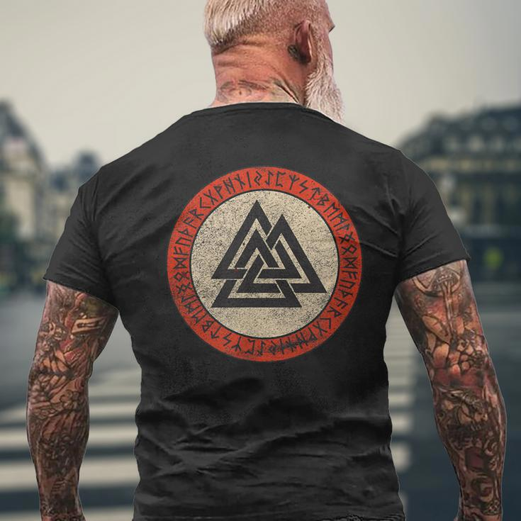 Viking Knot Valknut Wotan Norse Mythology T-Shirt mit Rückendruck Geschenke für alte Männer