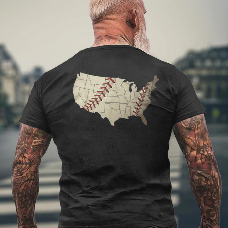 Vintage America Baseball Team Us Country Ball Map Merica Fan Men's T-shirt Back Print Gifts for Old Men