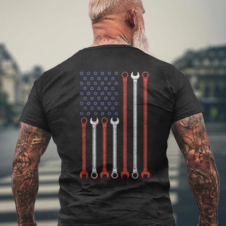 Vintage American Flag Diesel Engine Muscle Car Mechanic Men's T-shirt Back Print Gifts for Old Men