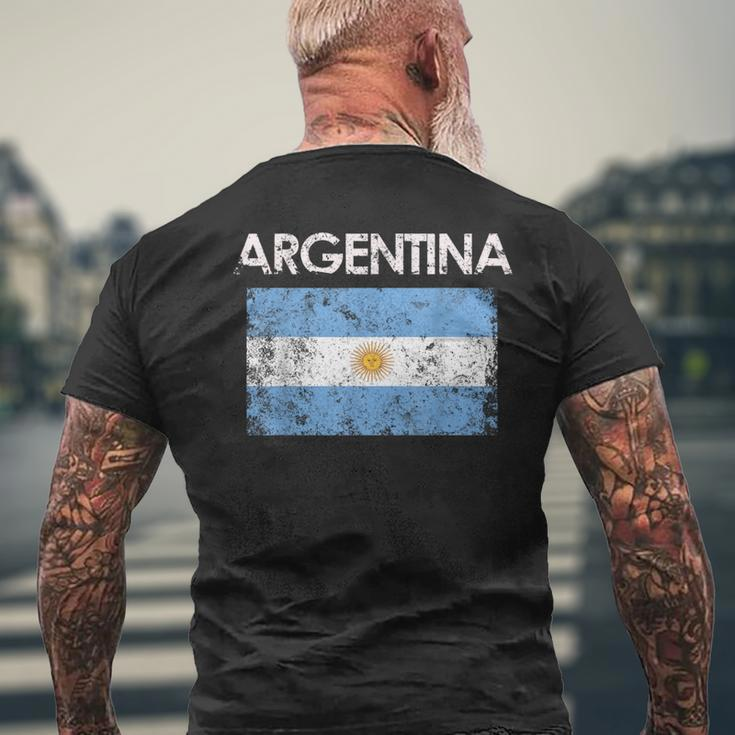 Vintage Argentina Argentinian Flag Pride Men's T-shirt Back Print Gifts for Old Men