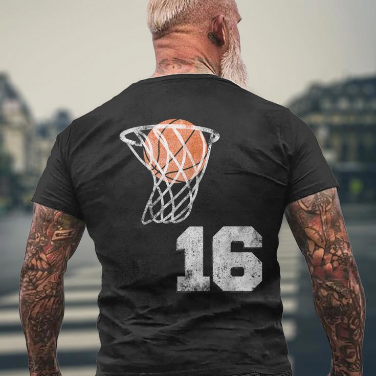 Vintage Basketball Jersey Number 16 Player Number Men's T-shirt Back Print Gifts for Old Men