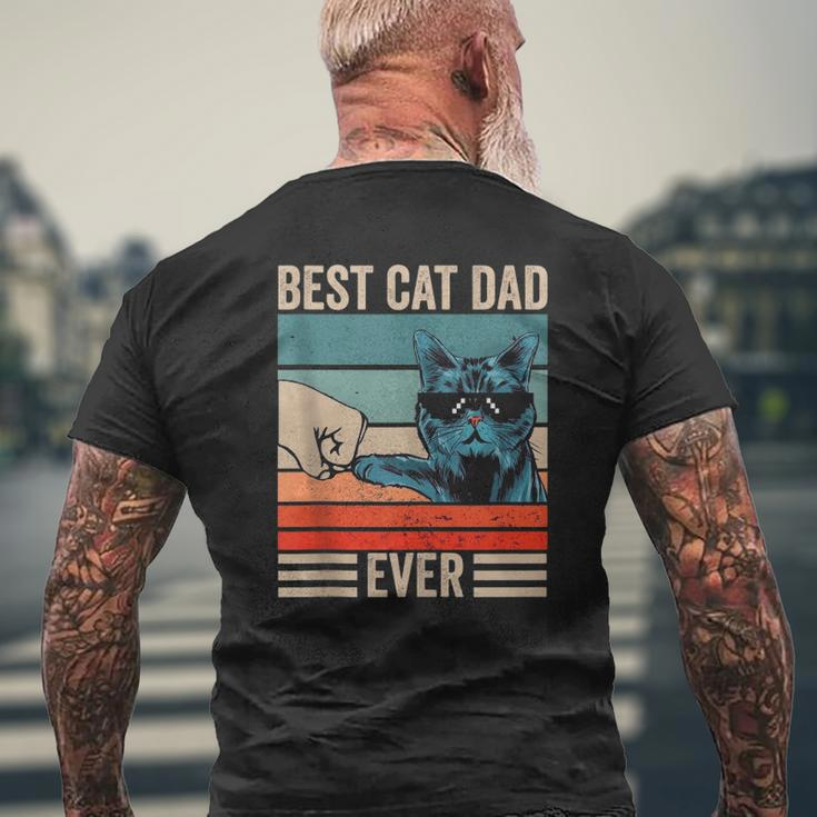 Vintage Best Cat Dad Ever Bump Fist Father's Day Tank Top Mens Back Print T-shirt Gifts for Old Men