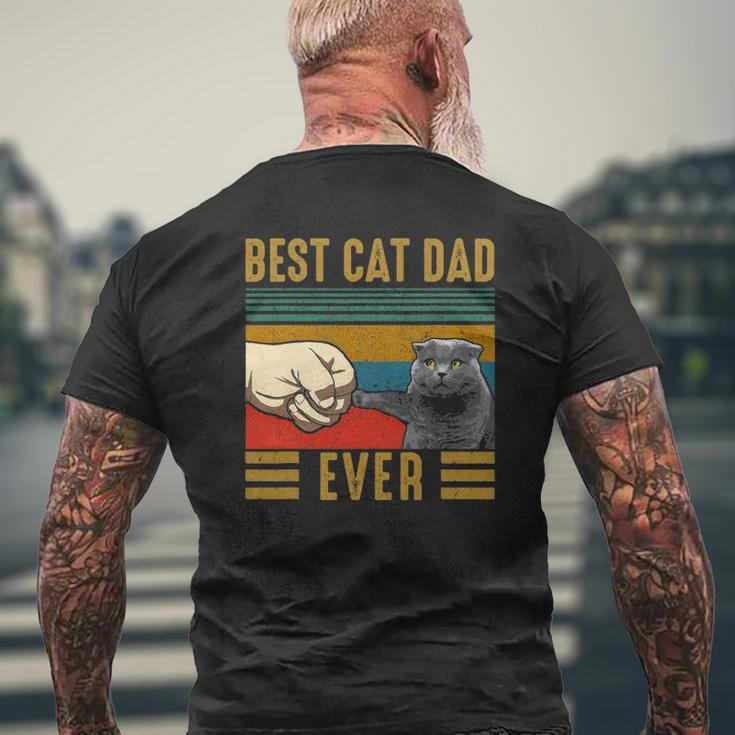 Vintage Best Cat Dad Ever Father's Day Scottish Fold Cat Mens Back Print T-shirt Gifts for Old Men
