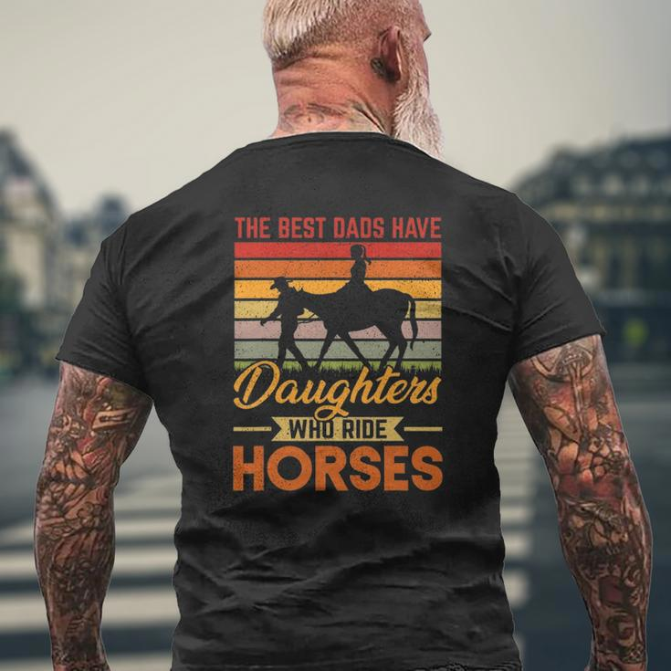 Vintage Best Dads Have Daughters Who Ride Horses Father's Day Mens Back Print T-shirt Gifts for Old Men