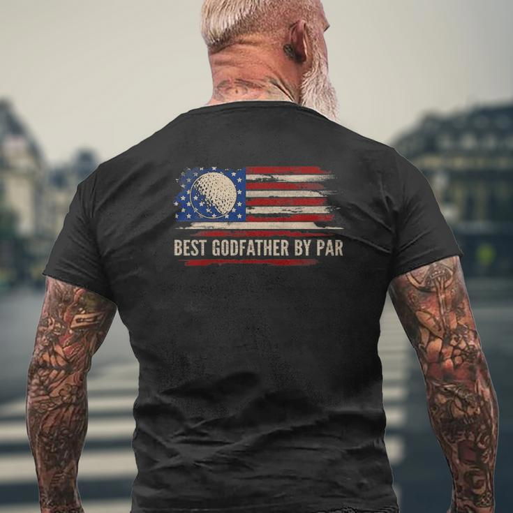 Vintage Best Godfather By Par American Flag Golfgolfer Mens Back Print T-shirt Gifts for Old Men