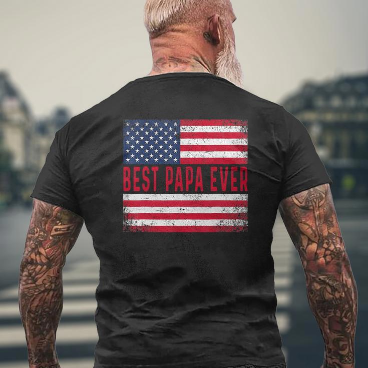 Vintage Best Papa Ever American Flag Father's Day Mens Back Print T-shirt Gifts for Old Men