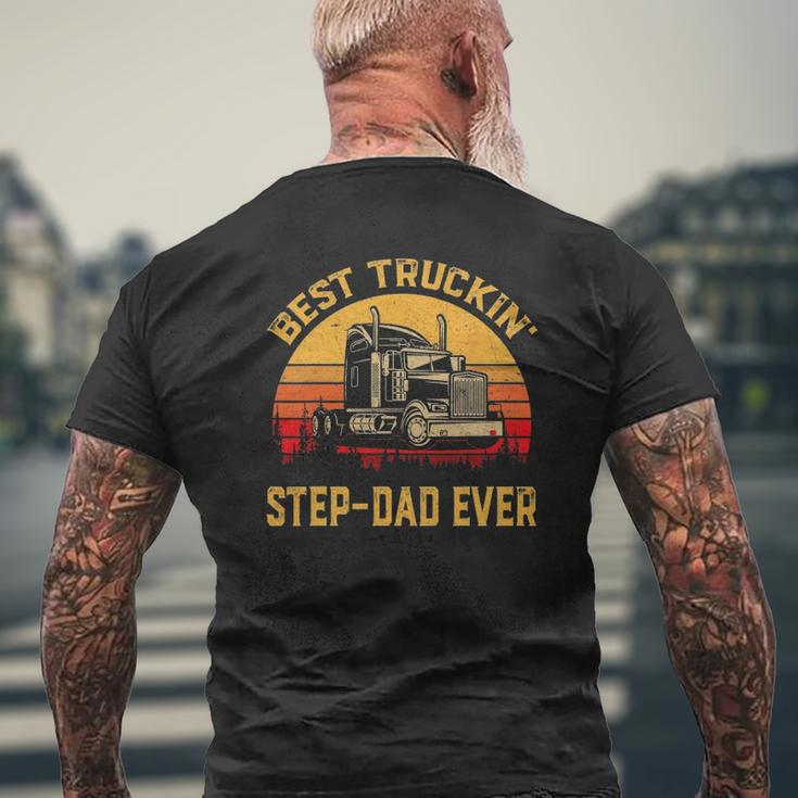 Vintage Best Truckin' Step-Dad Ever Retro Father's Day Mens Back Print T-shirt Gifts for Old Men
