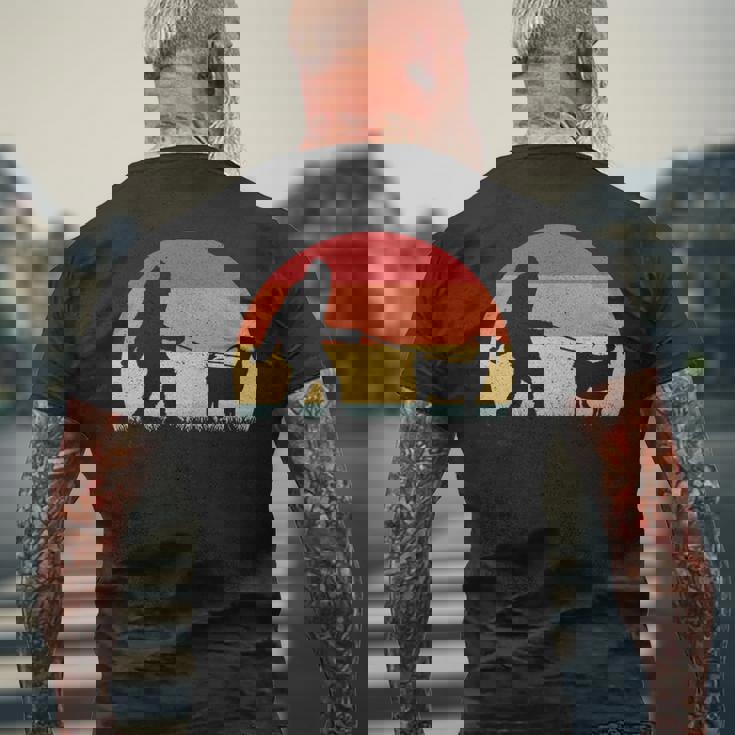 Vintage Bigfoot Walking Goat Sasquatch Men's T-shirt Back Print Gifts for Old Men