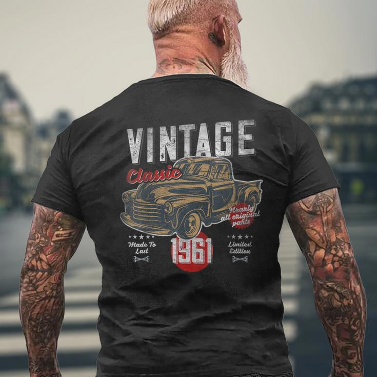 Vintage Born 1961 Birthday Classic Retro Pick-Up Men's T-shirt Back Print Gifts for Old Men