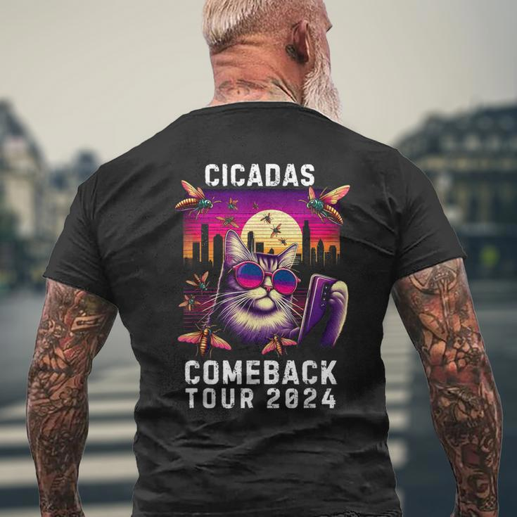 Vintage Cat Selfie With Cicada Comeback Summer Tour 2024 Men's T-shirt Back Print Gifts for Old Men