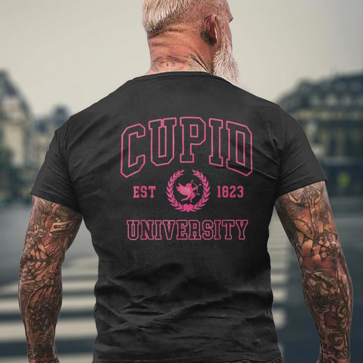 Vintage Cupid University College Cute Valentines Day Men's T-shirt Back Print Gifts for Old Men