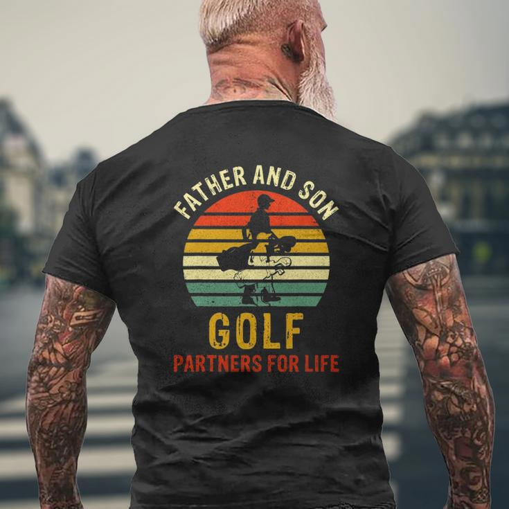 Vintage Dad And Son Golf Partners For Life Father's Day Mens Back Print T-shirt Gifts for Old Men