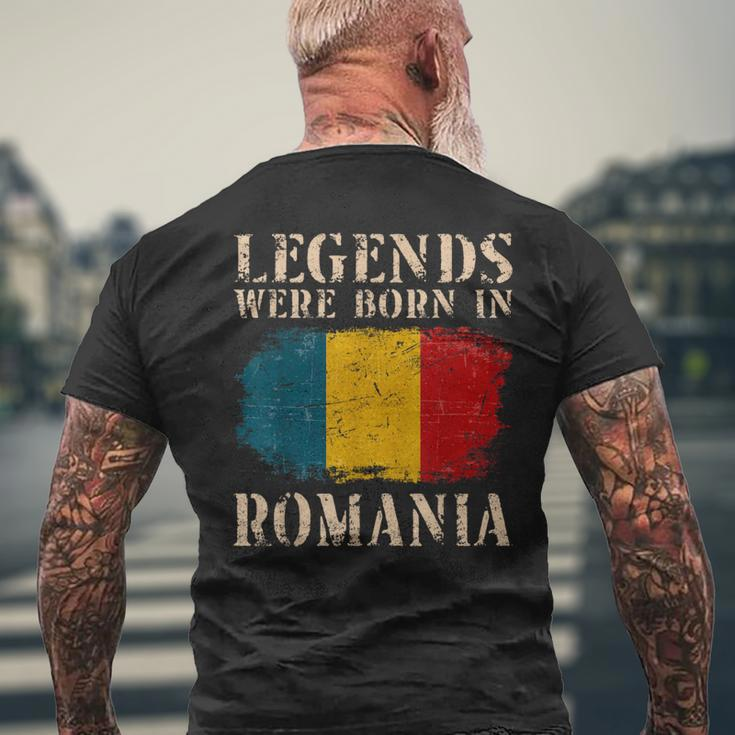 Vintage Romanian Flag Legends Were Born In Romania Men's T-shirt Back Print Gifts for Old Men