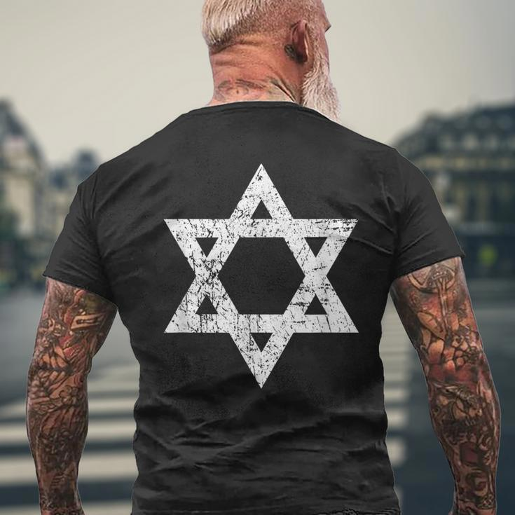 Vintage Distressed Style Star Of David Jewish Men's T-shirt Back Print Gifts for Old Men