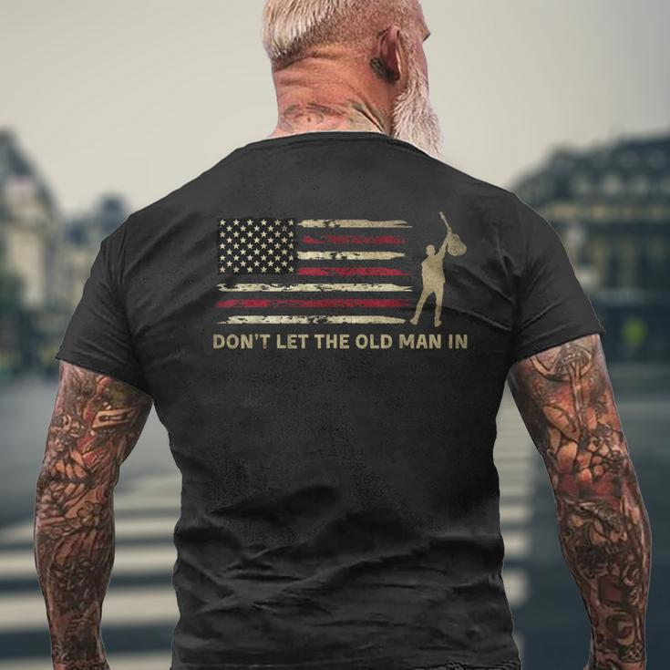 Vintage Don't Let The Old Man In American Flag Guitar Men's T-shirt Back Print Gifts for Old Men