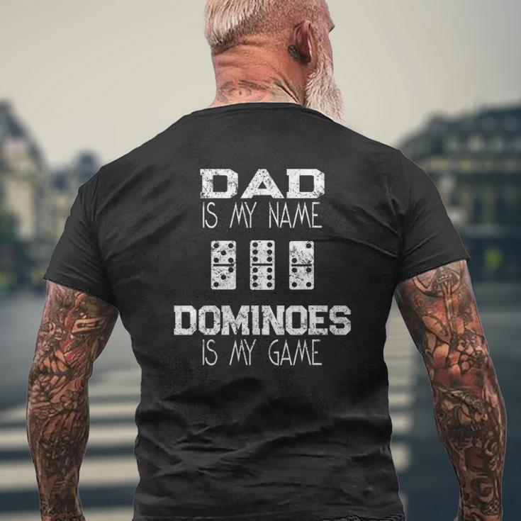 Vintage Double Six Dominoes Game Themed Domino Player Dad Mens Back Print T-shirt Gifts for Old Men