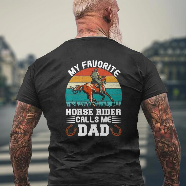 Vintage My Favorite Horse Rider Calls Me Dad Father's Day Mens Back Print T-shirt Gifts for Old Men