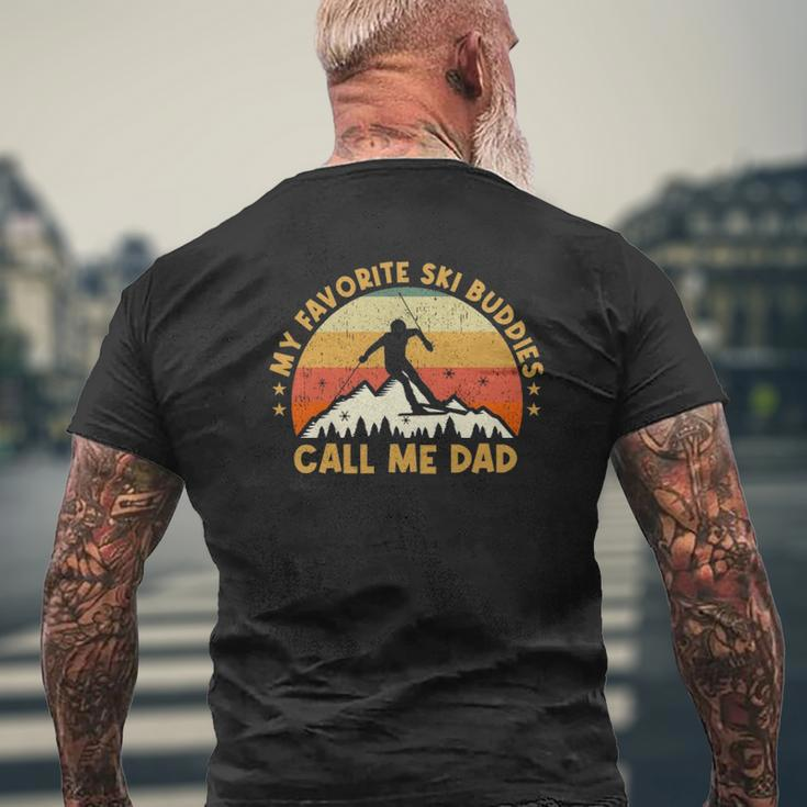 Vintage My Favorite Ski Buddies Call Me Dad Mens Back Print T-shirt Gifts for Old Men