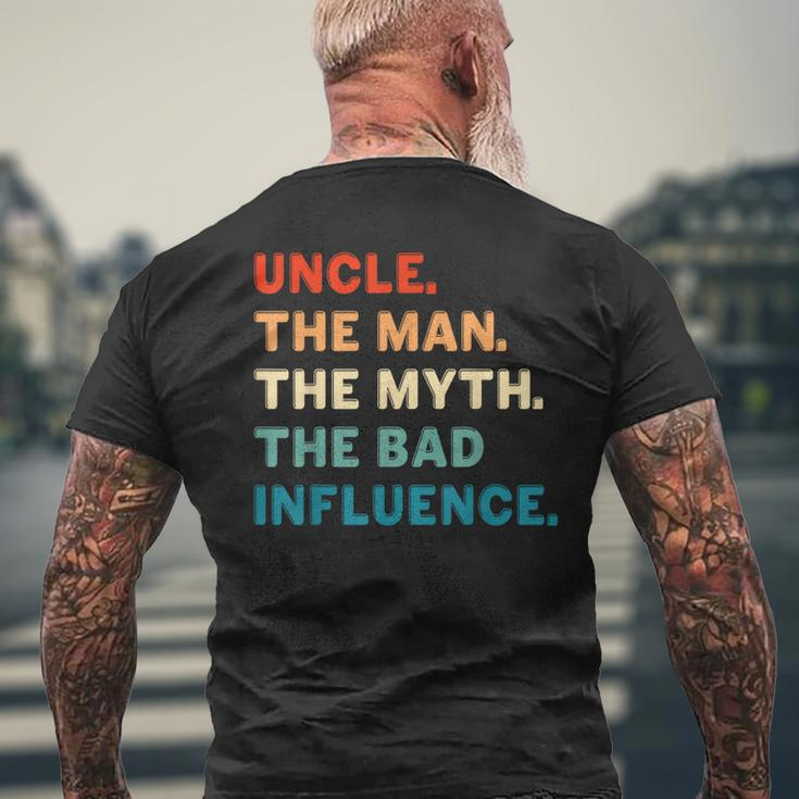 Vintage Fun Uncle Man Myth Bad Influence Father's Day Men's T-shirt Back Print Gifts for Old Men