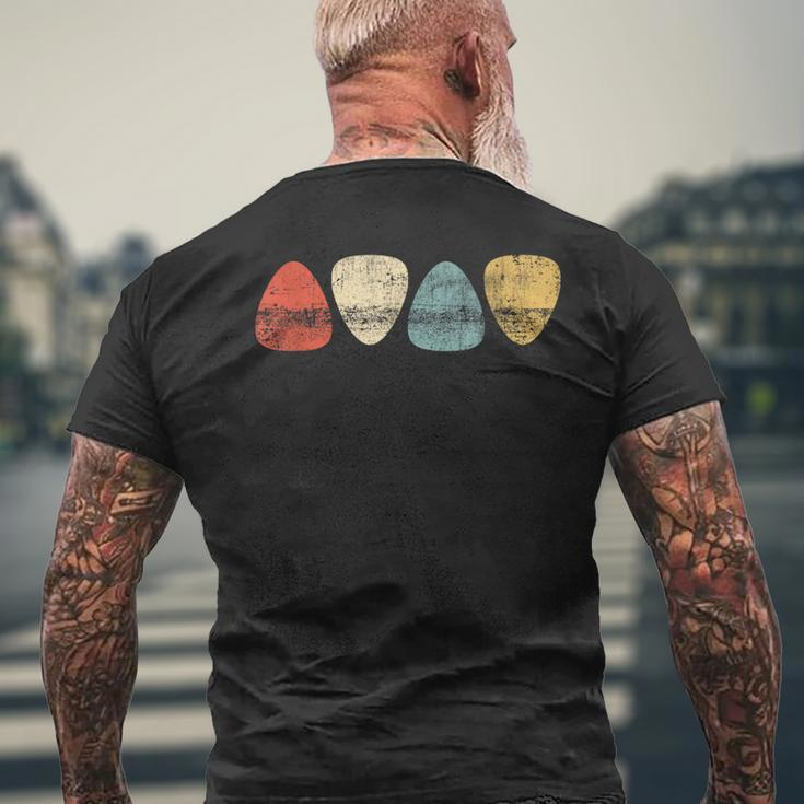 Vintage Guitar Pick Retro Guitarists Bassist Men's T-shirt Back Print Gifts for Old Men