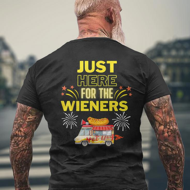 Vintage Hot Dog 4Th Of July I'm Just Here For The Wieners Men's T-shirt Back Print Gifts for Old Men