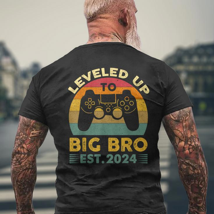 Vintage Leveling Up To Big Bro 2024 Promoted To Big Bro 2024 Men's T-shirt Back Print Gifts for Old Men