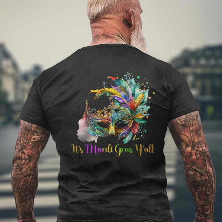 Vintage Mardi Gras Louisiana Festival Party Outfits Mens Back Print T-shirt Gifts for Old Men