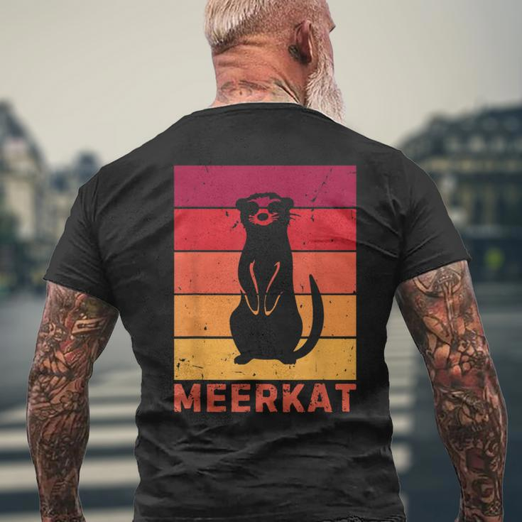 Vintage Meerkat Sunset Zoo Animal Silhouette Meerkat Lovers Men's T-shirt Back Print Gifts for Old Men