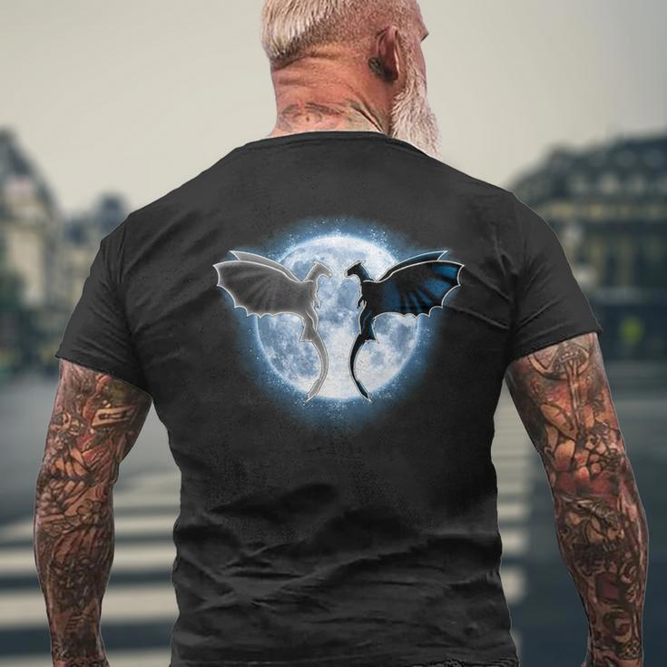Vintage Movie Toothless Light Fury In The Moon Sweet Couple Men's T-shirt Back Print Gifts for Old Men