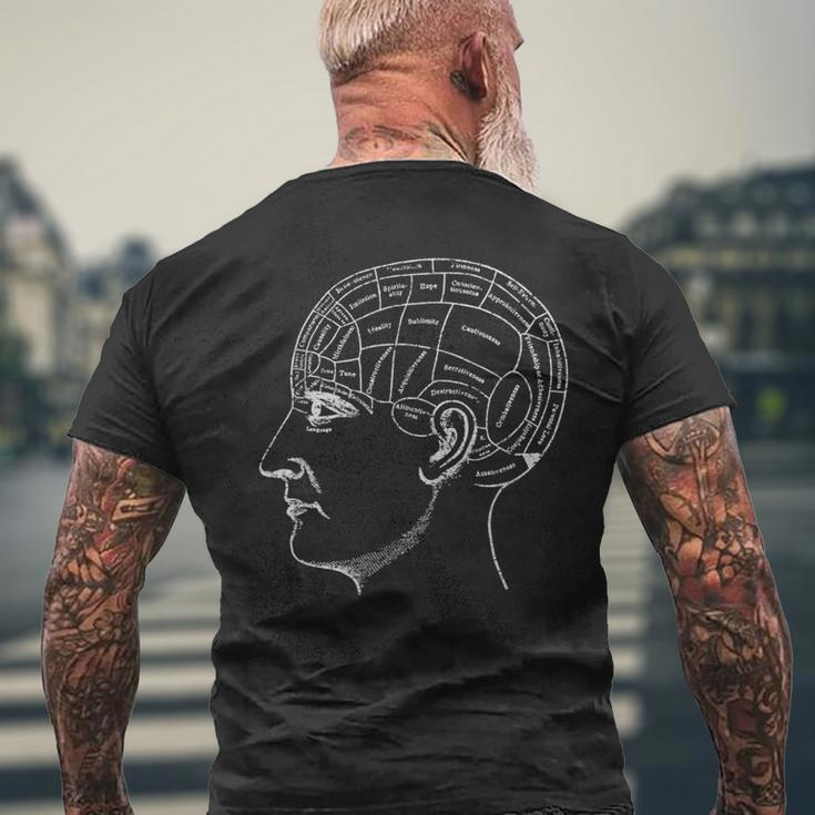 Vintage Phrenology Anatomy Psychology Brain Men's T-shirt Back Print Gifts for Old Men