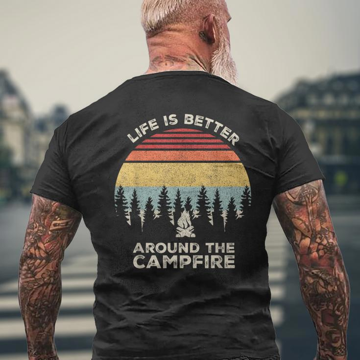 Vintage Retro Life Is Better Around The Campfire Camping Men's T-shirt Back Print Gifts for Old Men