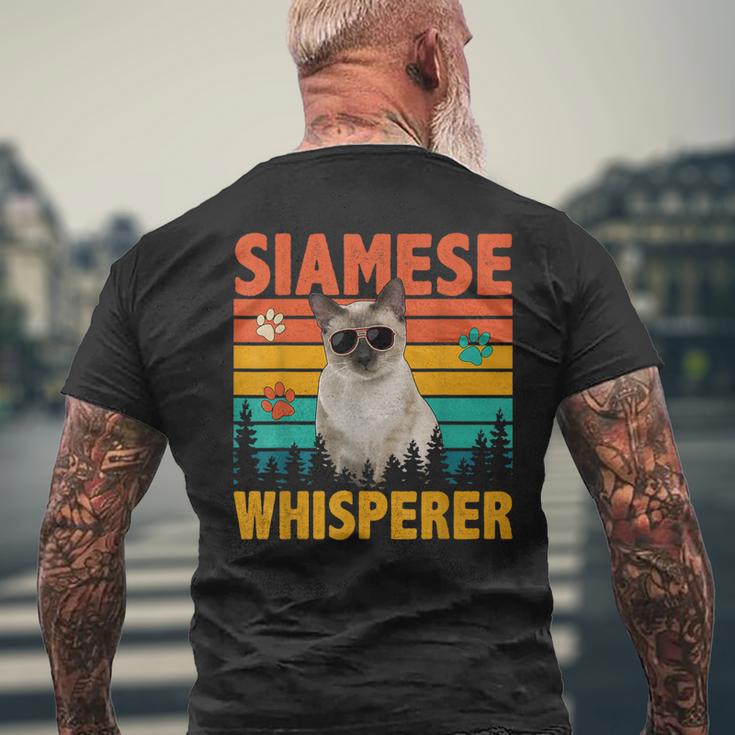 Vintage Retro Siamese Whisperer Cat Sunglasses Lover Men's T-shirt Back Print Gifts for Old Men