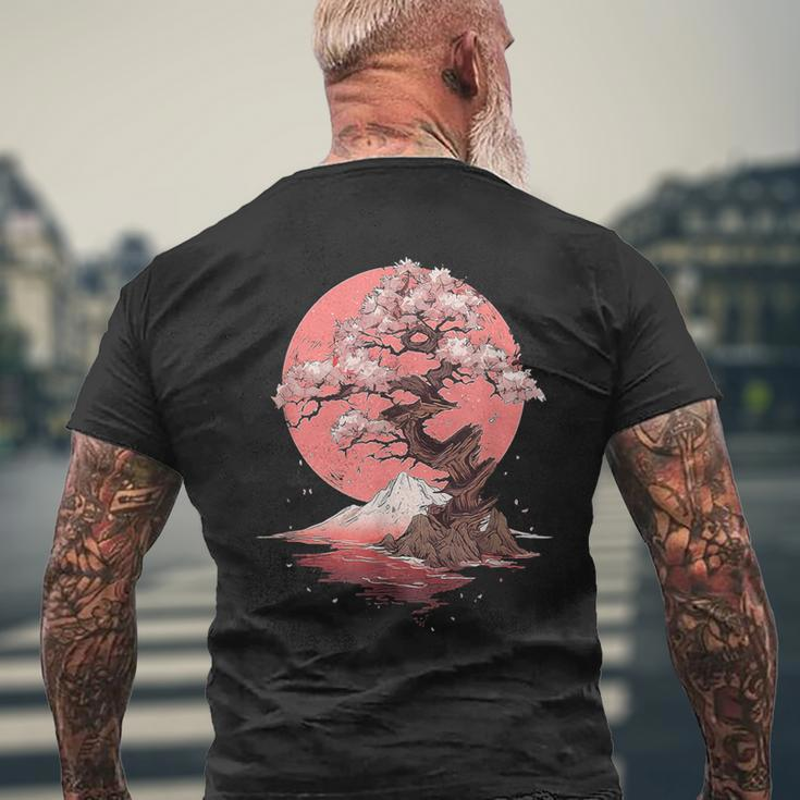Vintage Sakura Garden Cherry Blossom Japanese Men's T-shirt Back Print Gifts for Old Men