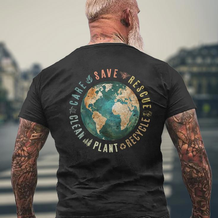 Vintage Save Bees Rescue Animals Recycle Plastic Earth Day Men's T-shirt Back Print Gifts for Old Men