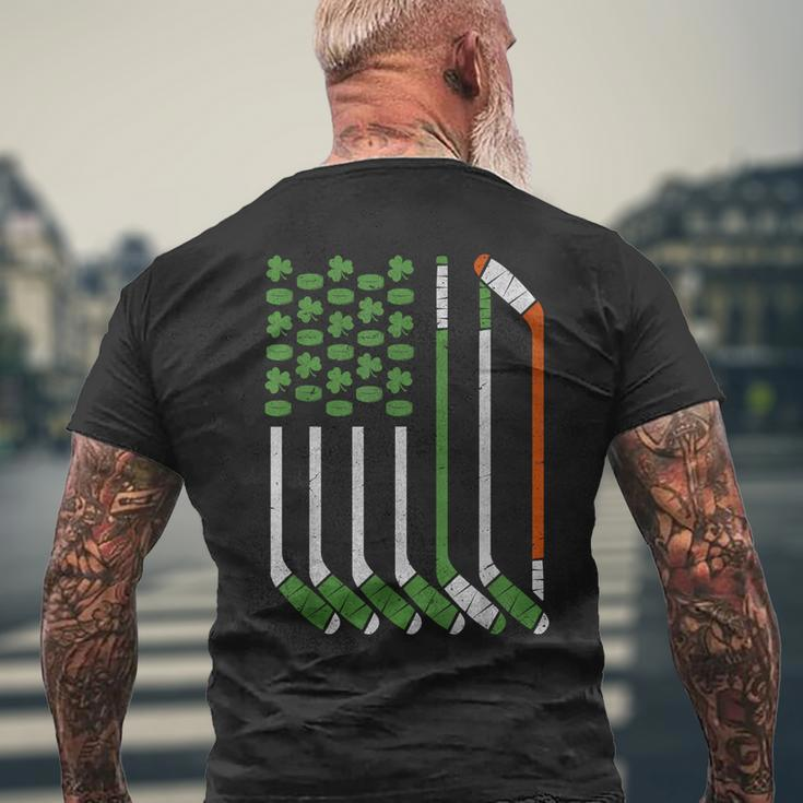 Vintage St Patrick Day Ice Hockey American Flag Saint Pattys Men's T-shirt Back Print Gifts for Old Men
