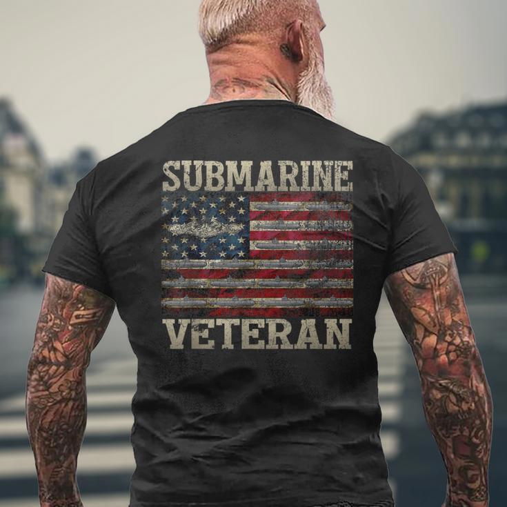 Vintage Submarine Veteran American Flag Men's T-shirt Back Print Gifts for Old Men