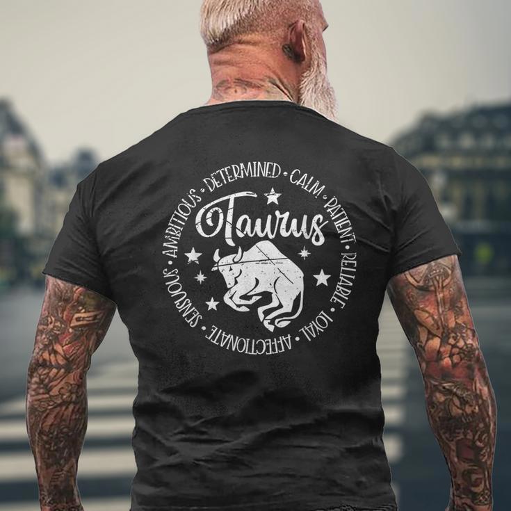 Vintage Taurus Horoscope Calm Birthday Zodiac Sign Astrology Men's T-shirt Back Print Gifts for Old Men