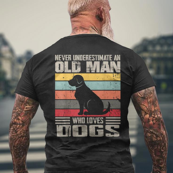 Vintage Never Underestimate An Old Man Who Loves Dogs Cute Men's T-shirt Back Print Gifts for Old Men