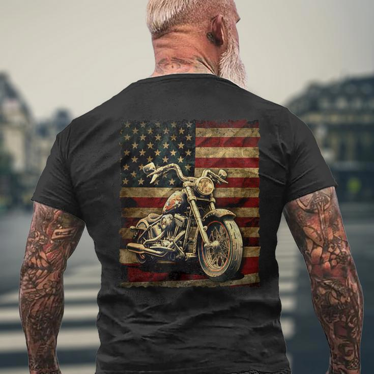 Vintage Usa Flag Motorcycle Retro Biker Mens Men's T-shirt Back Print Gifts for Old Men