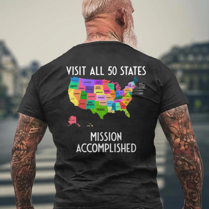 Visit All 50 States Map Usa Travel Men's T-shirt Back Print Gifts for Old Men